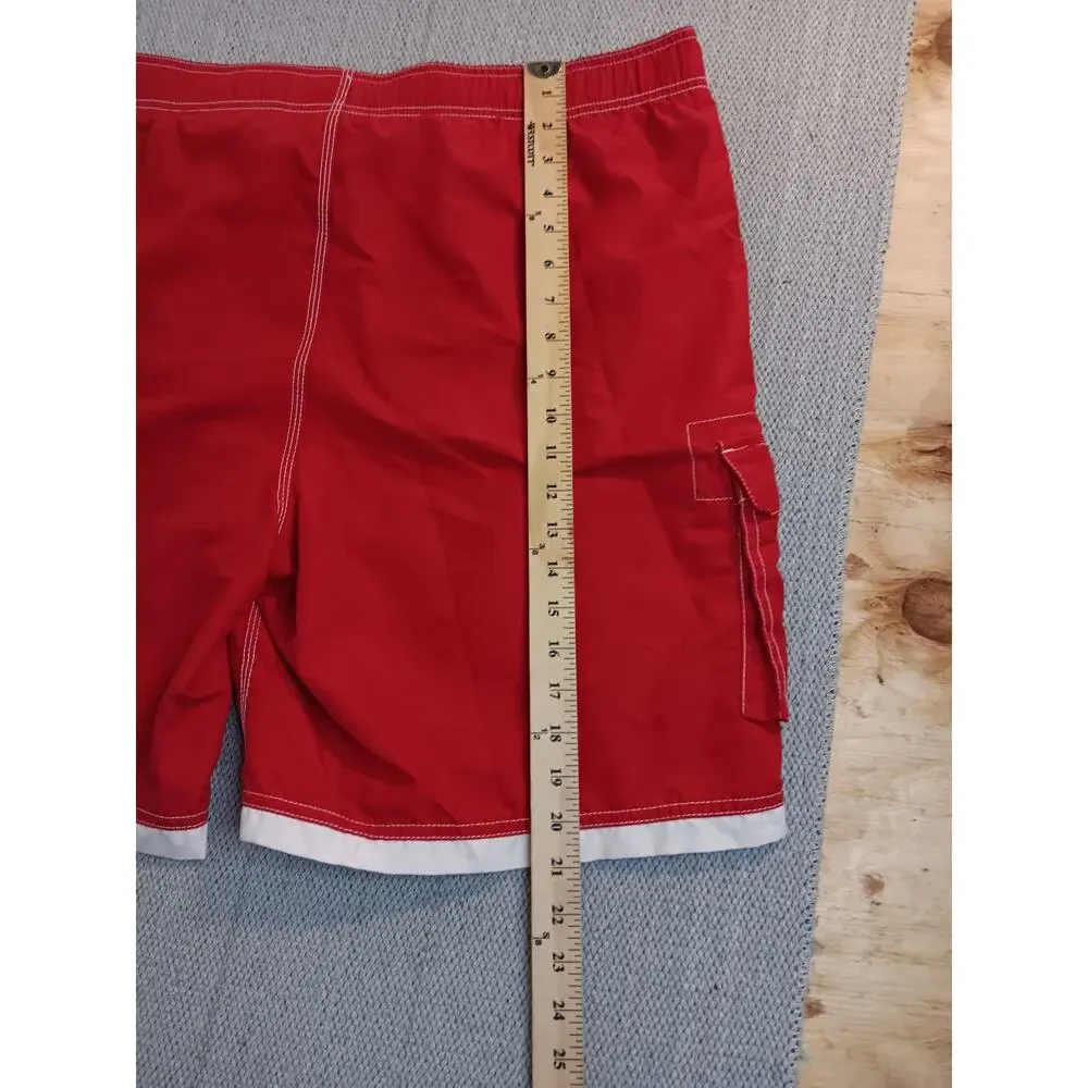 Vtg Tommy Hilfiger Board Swim Shorts XXL 44 Red/White Stripe Beach Big Man‎